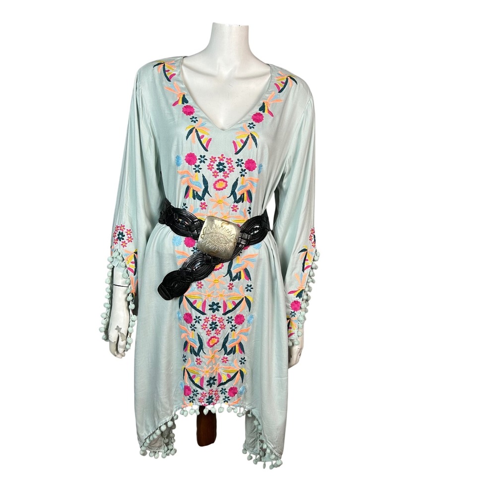 Boho Chic Asymmetrical dress Romeo + Juliet Couture Small Mexican Embroidery
